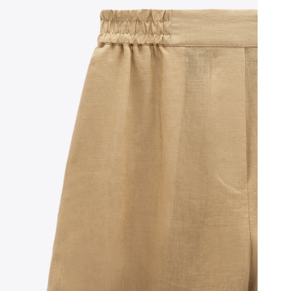 ❌SOLD❌ ZARA 100% Linen pants Tapered High waist Elastic - Picture 4 of 16